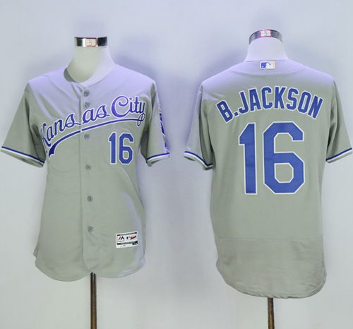 Royals #16 Bo Jackson Grey Flexbase Authentic Collection Stitched MLB Jersey Royals #16 Bo Jackson Grey Flexbase Authentic Collection Stitched MLB Jersey