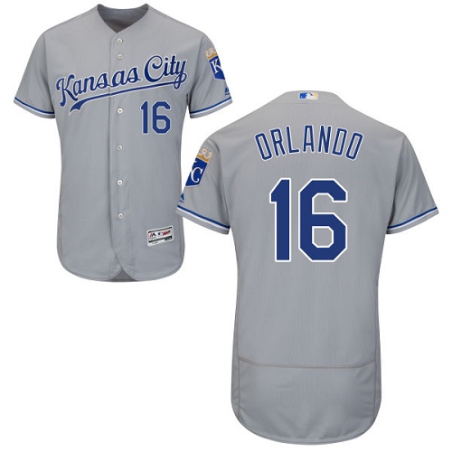 Royals #16 Paulo Orlando Grey Flexbase Authentic Collection Stitched MLB Jersey Royals #16 Paulo Orlando Grey Flexbase Authentic Collection Stitched MLB Jersey
