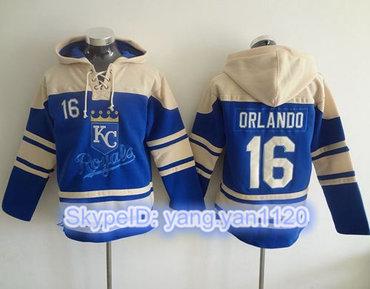 Royals #16 Paulo Orlando Light Blue Sawyer Hooded Sweatshirt MLB Hoodie