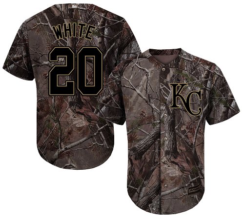 Royals #20 Frank White Camo Realtree Collection Cool Base Stitched Baseball Jersey