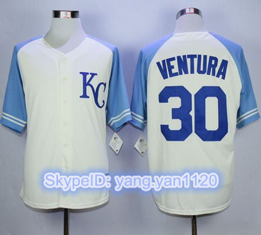 Royals #30 Yordano Ventura Cream Exclusive Vintage Stitched MLB Jersey Royals #30 Yordano Ventura Cream Exclusive Vintage Stitched MLB Jersey