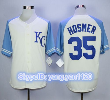 Royals #35 Eric Hosmer Cream Exclusive Vintage Stitched MLB Jersey