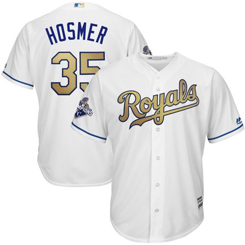 Royals #35 Eric Hosmer White 2015 World Series Champions Gold Program Cool Base Stitched Youth MLB Jersey Royals #35 Eric Hosmer White 2015 World Series Champions Gold Program Cool Base Stitched Youth MLB Jersey