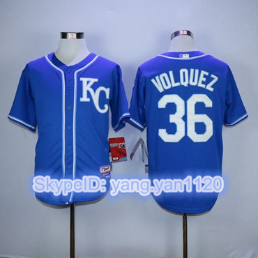 Royals #36 Edinson Volquez Blue Alternate 2 Cool Base Stitched MLB Jersey