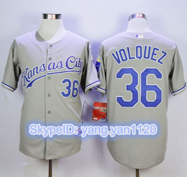 Royals #36 Edinson Volquez Grey Cool Base Road Stitched MLB Jersey Royals #36 Edinson Volquez Grey Cool Base Road Stitched MLB Jersey
