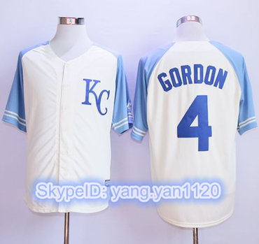 Royals #4 Alex Gordon Cream Exclusive Vintage Stitched MLB Jersey