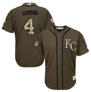Royals #4 Alex Gordon Green Salute to Service Stitched MLB Jersey
