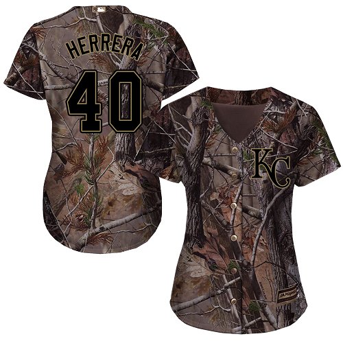 Royals #40 Kelvin Herrera Camo Realtree Collection Cool Base Women's Stitched Baseball Jersey