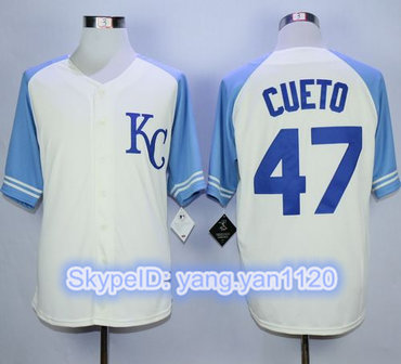 Royals #47 Johnny Cueto Cream Exclusive Vintage Stitched MLB Jersey Royals #47 Johnny Cueto Cream Exclusive Vintage Stitched MLB Jersey