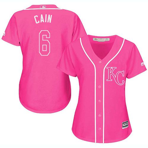 Royals #6 Lorenzo Cain Pink Fashion Women's Stitched MLB Jersey Royals #6 Lorenzo Cain Pink Fashion Women's Stitched MLB Jersey