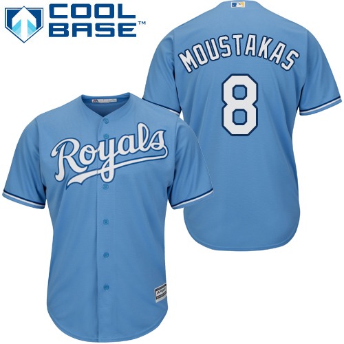 Royals #8 Mike Moustakas Light Blue Cool Base Stitched Youth MLB Jersey Royals #8 Mike Moustakas Light Blue Cool Base Stitched Youth MLB Jersey