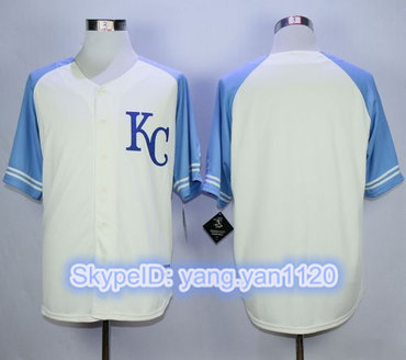 Royals Blank Cream Exclusive Vintage Stitched MLB Jersey