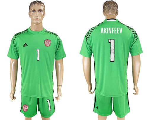 Russia #1 Akinfeev Green Goalkeeper Soccer Country Jersey Russia #1 Akinfeev Green Goalkeeper Soccer Country Jersey