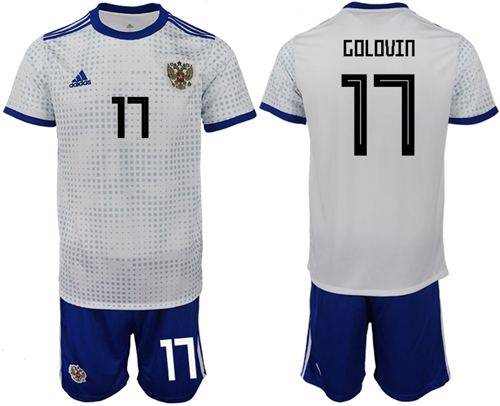 Russia #17 Golovin Away Soccer Country Jersey