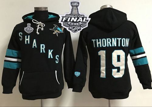 San Jose Sharks #19 Joe Thornton Black 2016 Stanley Cup Final Patch Women's Old Time Heidi Hoodie NHL Hoodie San Jose Sharks #19 Joe Thornton Black 2016 Stanley Cup Final Patch Women's Old Time Heidi Hoodie NHL Hoodie