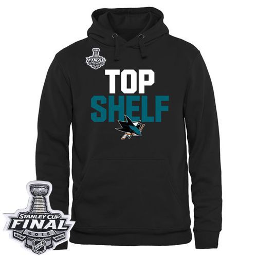San Jose Sharks Top Shelf Pullover 2016 Stanley Cup Final Patch Hoodie Black San Jose Sharks Top Shelf Pullover 2016 Stanley Cup Final Patch Hoodie Black
