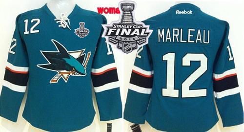 Sharks #12 Patrick Marleau Teal 2016 Stanley Cup Final Patch Women's Home Stitched NHL Jersey Sharks #12 Patrick Marleau Teal 2016 Stanley Cup Final Patch Women's Home Stitched NHL Jersey