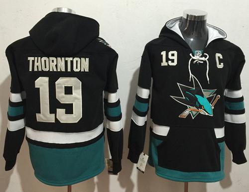 Sharks #19 Joe Thornton Black Name & Number Pullover NHL Hoodie Sharks #19 Joe Thornton Black Name & Number Pullover NHL Hoodie