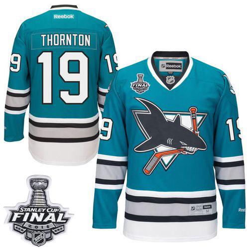 Sharks #19 Joe Thornton Teal 25th Anniversary 2016 Stanley Cup Final Patch Stitched NHL Jersey Sharks #19 Joe Thornton Teal 25th Anniversary 2016 Stanley Cup Final Patch Stitched NHL Jersey