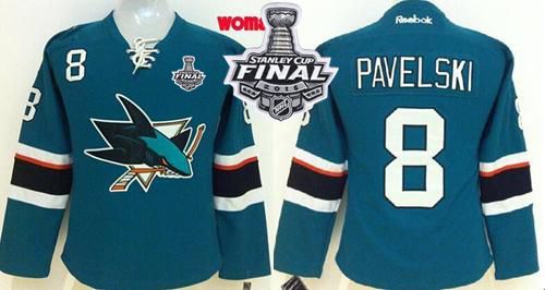 Sharks #8 Joe Pavelski Teal 2016 Stanley Cup Final Patch Women's Home Stitched NHL Jersey Sharks #8 Joe Pavelski Teal 2016 Stanley Cup Final Patch Women's Home Stitched NHL Jersey