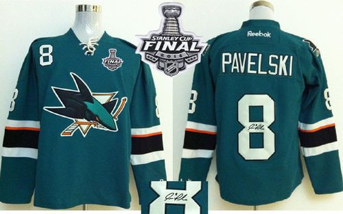 Sharks #8 Joe Pavelski Teal Autographed 2016 Stanley Cup Final Patch Stitched NHL Jersey Sharks #8 Joe Pavelski Teal Autographed 2016 Stanley Cup Final Patch Stitched NHL Jersey