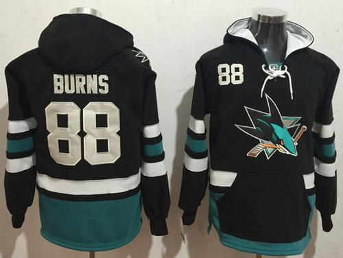 Sharks #88 Brent Burns Black Name & Number Pullover NHL Hoodie Sharks #88 Brent Burns Black Name & Number Pullover NHL Hoodie
