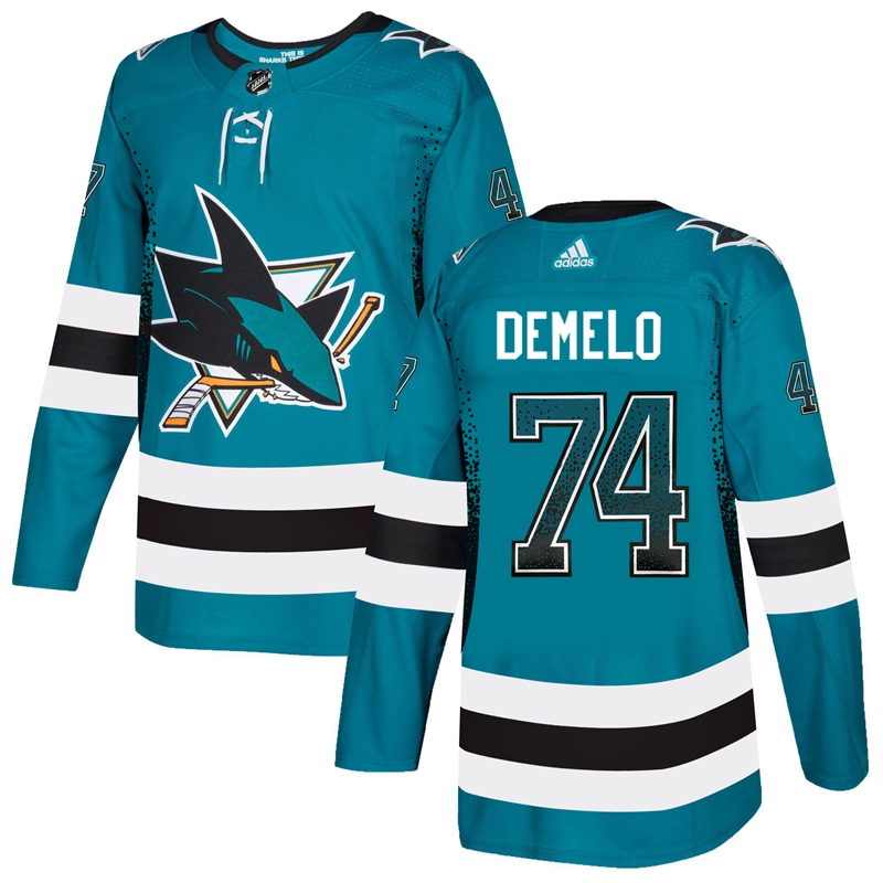 Sharks 74 Dylan Demelo Teal Drift Fashion Adidas Jersey