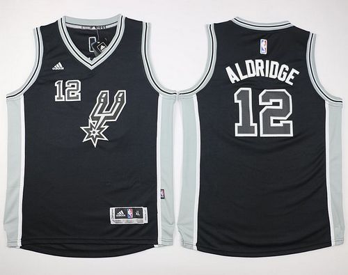 Spurs #12 LaMarcus Aldridge Black New Road Youth Stitched NBA Jersey Spurs #12 LaMarcus Aldridge Black New Road Youth Stitched NBA Jersey