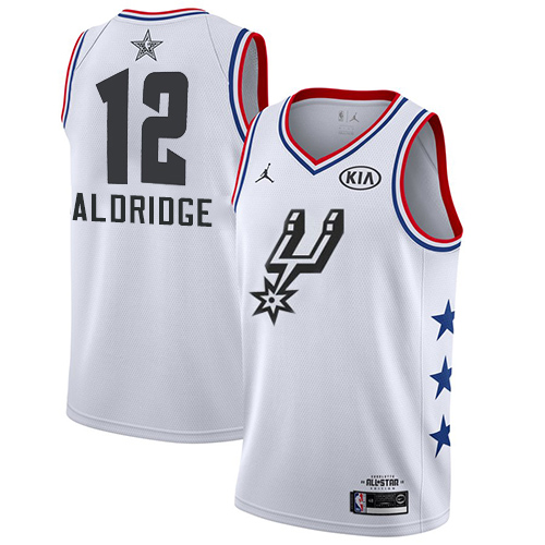 Spurs #12 LaMarcus Aldridge White Youth Basketball Jordan Swingman 2019 All-Star Game Jersey