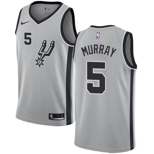 Spurs #5 Dejounte Murray Silver Youth Basketball Swingman Statement Edition Jersey