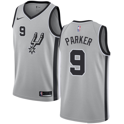 Spurs #9 Tony Parker Silver Youth Basketball Swingman Statement Edition Jersey
