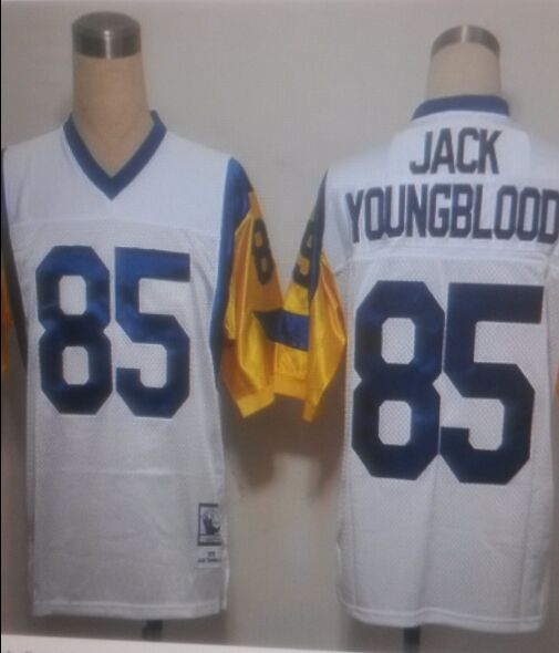 Los Angeles Rams Jerseys 85 Jack Youngblood White Custom throwback  jerseys include white sleeves