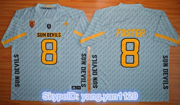 Sun Devils #8 D. J. Foster New Grey Stitched NCAA Basketball Jersey
