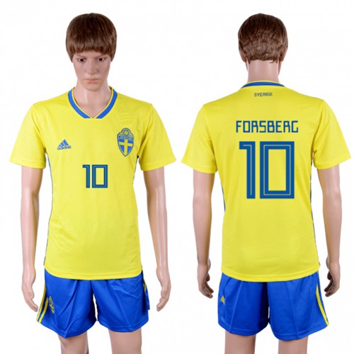 Sweden #10 Forsberg Home Soccer Country Jersey