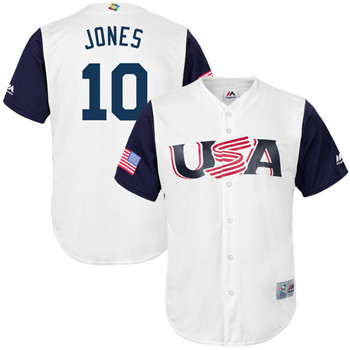 Team USA #10 Jones White 2017 World Baseball Classic Authentic Stitched MLB Jersey