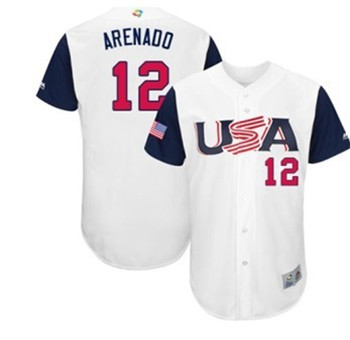 Team USA #12 Arenado White 2017 World Baseball Classic Authentic Stitched MLB Jersey