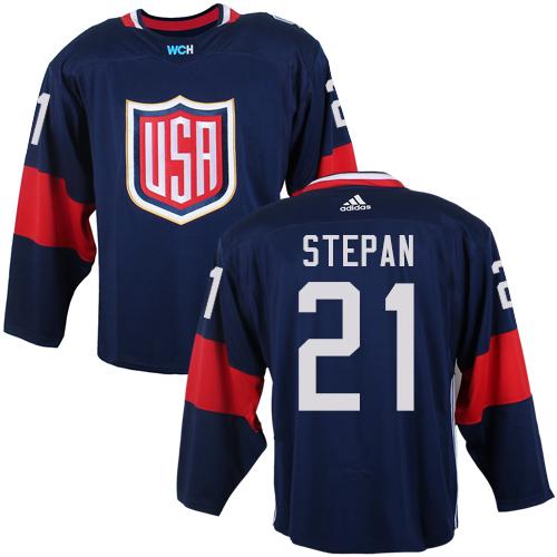 Team USA #21 Derek Stepan Navy Blue 2016 World Cup Stitched NHL Jersey