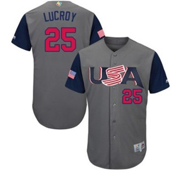 Team USA #25 Lucroy Gray 2017 World Baseball Classic Authentic Stitched MLB Jersey
