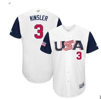 Team USA #3 Kinsler White 2017 World Baseball Classic Authentic Stitched