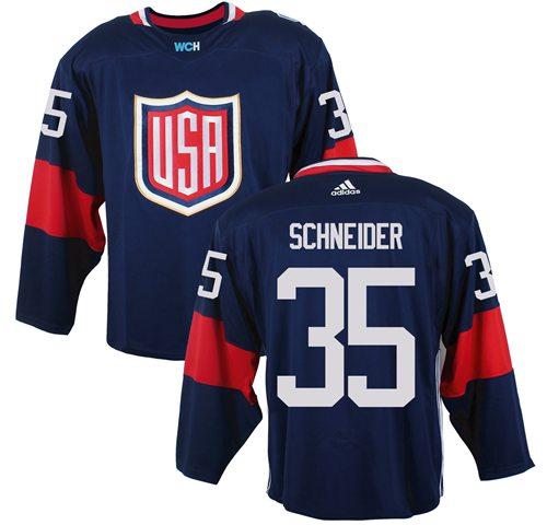 Team USA #35 Cory Schneider Navy Blue 2016 World Cup Stitched Youth NHL Jersey