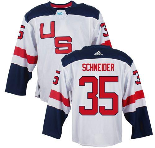 Team USA #35 Cory Schneider White 2016 World Cup Stitched Youth NHL Jersey