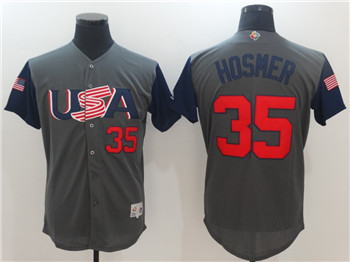 Team USA #35 Eric Hosmer Gray 2017 World Baseball Classic Authentic Stitched MLB Jersey