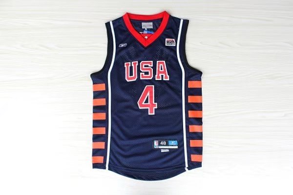 Team USA #4 Allen Iverson Navy Blue Stitched NBA Jersey