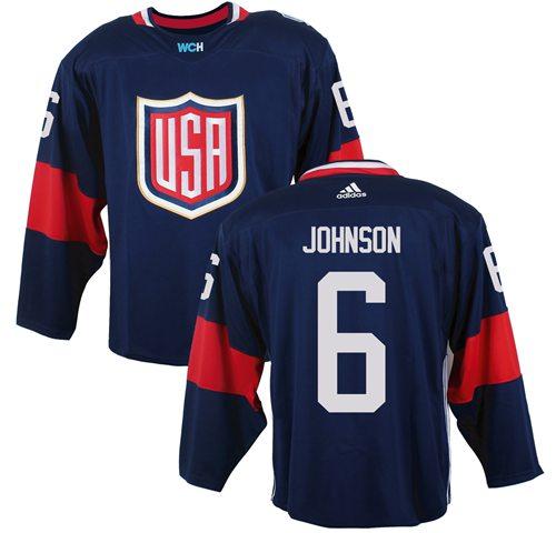 Team USA #6 Erik Johnson Navy Blue 2016 World Cup Stitched Youth NHL Jersey