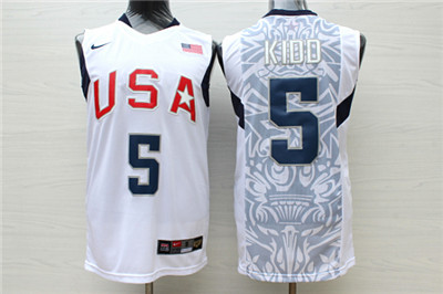Team USA Basketball 5 Jason Kidd White Nike Stitched Jersey Team USA Basketball 5 Jason Kidd White Nike Stitched Jersey