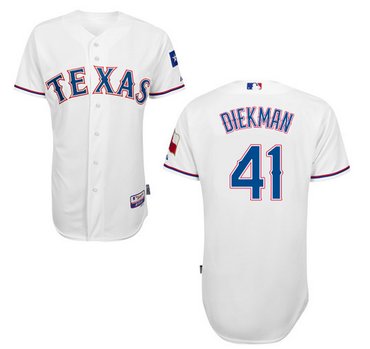 Texas Rangers #41 Jake Diekman White Cool Base Home Jersey Texas Rangers #41 Jake Diekman White Cool Base Home Jersey