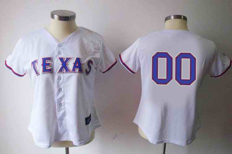 Texas Rangers Blank White Women Custom Jerseys