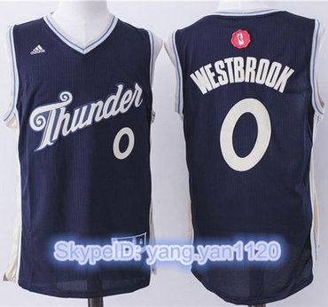 Thunder #0 Russell Westbrook Navy Blue 2015-2016 Christmas Day Stitched NBA Jersey