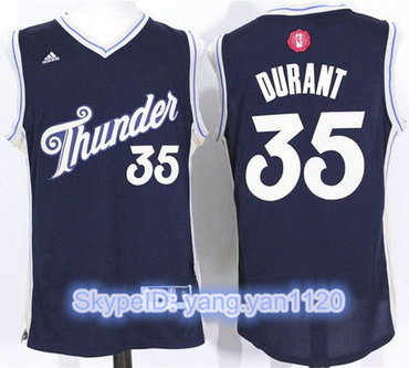 Thunder #35 Kevin Durant Navy Blue 2015-2016 Christmas Day Stitched NBA Jersey