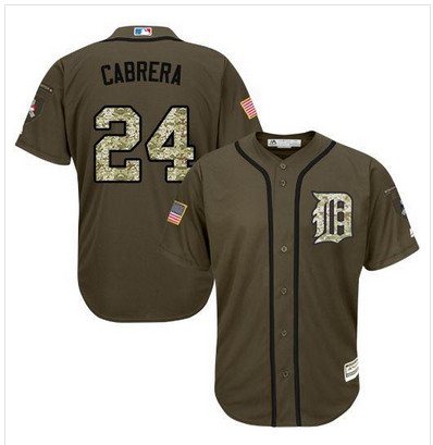 Tigers #24 Miguel Cabrera Green Salute to Service Stitched MLB Jersey